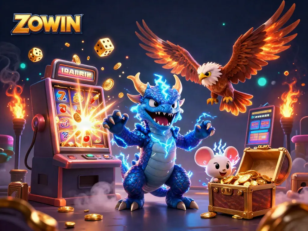 Play thrilling games at ZOWIN with vibrant characters and a jackpot explosion.