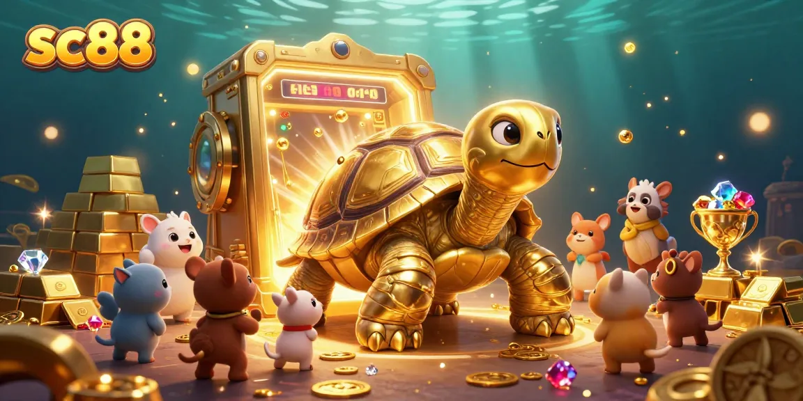 Experience thrilling games with sc88's colossal tortoise at the heart of vibrant casino action!
